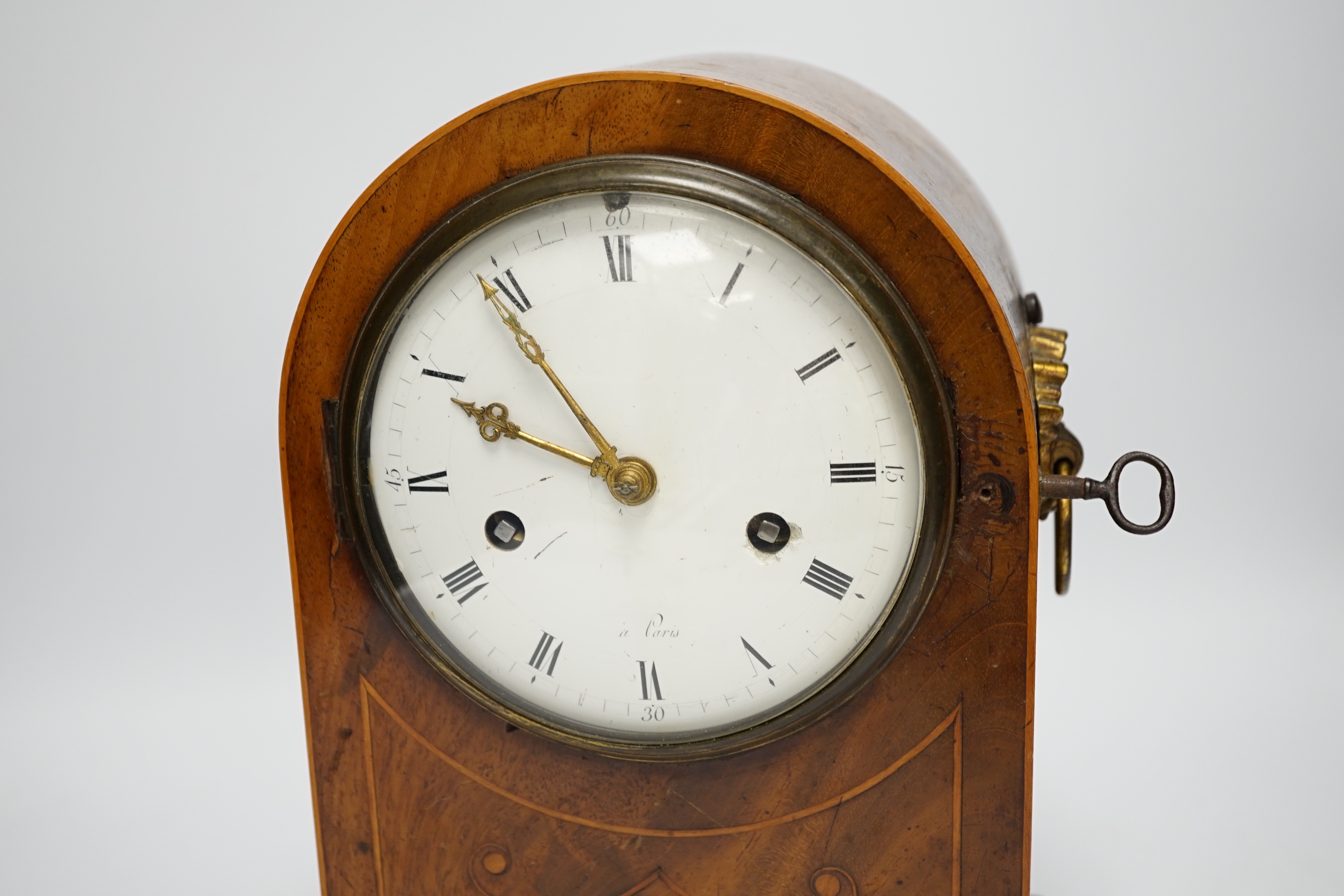 A 19th century French mahogany mantel clock, 28.5cm